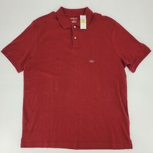 Van Heusen Polo Shirt Size Medium Red Cotton Short Sleeve Classic NEW FLAW